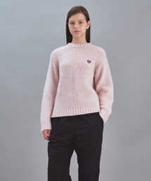 HEART LOGO WOOL KNIT TOP - PINK