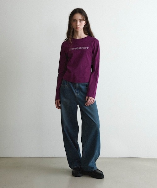 COVERNAT(カバーナット)の「WOMEN COOPER LOGO LONG SLEEVE(Tシャツ/カットソー・レディース・パープル/アイボリー/チャコール・SMALL/MEDIUM)」の4枚目の写真