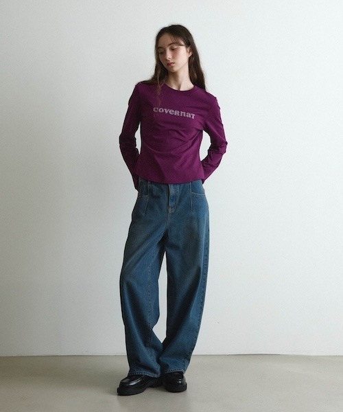 COVERNAT(カバーナット)の「WOMEN COOPER LOGO LONG SLEEVE(Tシャツ/カットソー・レディース・パープル/アイボリー/チャコール・SMALL/MEDIUM)」の5枚目の写真