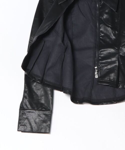 SOI.KUROI(ソイクロイ)の「peplum leather touch jacket / ペプラムレザータッチジャケット(ライダースジャケット・レディース・ブラック・FREE)」の6枚目の写真