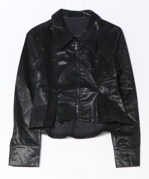 SOI.KUROI(ソイクロイ)の「peplum leather touch jacket / ペプラムレザータッチジャケット(ライダースジャケット・レディース・ブラック・FREE)」の7枚目の写真