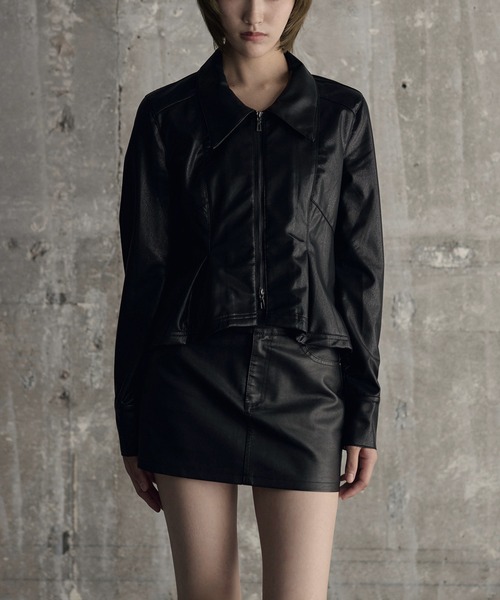 SOI.KUROI(ソイクロイ)の「peplum leather touch jacket / ペプラムレザータッチジャケット(ライダースジャケット・レディース・ブラック・FREE)」の10枚目の写真