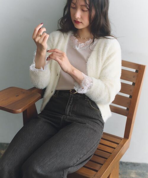 COHINA(コヒナ)の「2wayフェザーカーディガン 【低身長・小柄女性】(ニット/セーター・レディース・ベージュ/アイボリー/ライトグレー・ONE SIZE)」の16枚目の写真