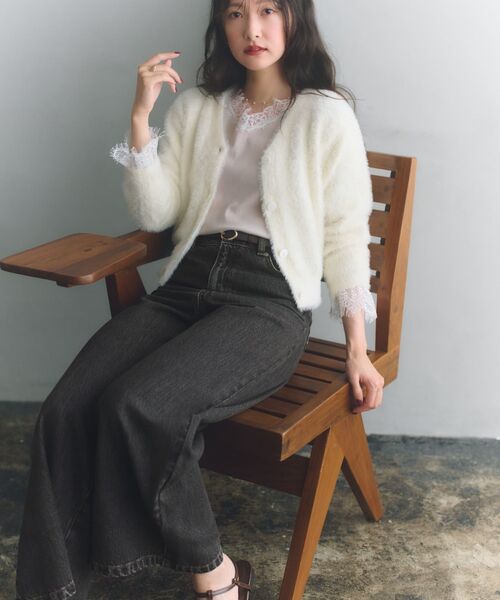 COHINA(コヒナ)の「2wayフェザーカーディガン 【低身長・小柄女性】(ニット/セーター・レディース・ベージュ/アイボリー/ライトグレー・ONE SIZE)」の18枚目の写真