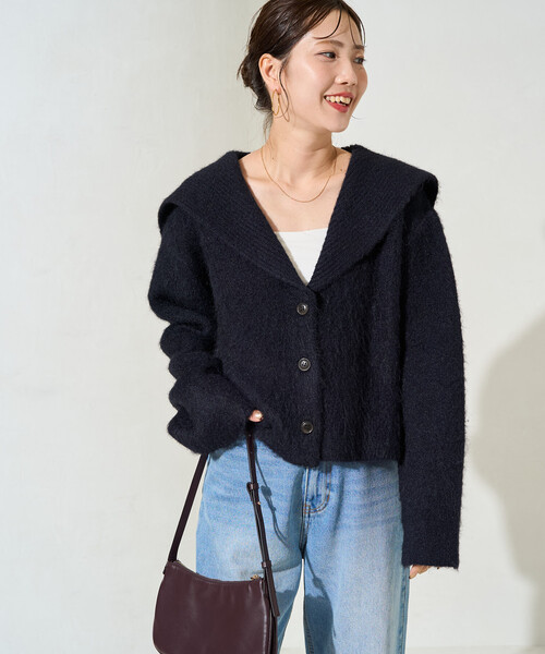 FREAK'S STORE(フリークスストア)の「限定展開 セーラーカラー シャギー ニット ボタン カーディガン(カーディガン/ボレロ・レディース・ネイビー/グレー/ブラウン・フリ-)」の13枚目の写真