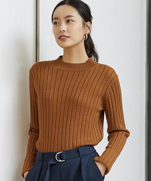 green label relaxing(グリーンレーベルリラクシング)の「KF HandWash FLC RIB H/Nカフス ニット◆(ニット/セーター・レディース・オフホワイト/ライトグレー/ブラウン/ネイビー・FREE)」の1枚目の写真