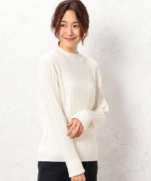 green label relaxing(グリーンレーベルリラクシング)の「KF HandWash FLC RIB H/Nカフス ニット◆(ニット/セーター・レディース・オフホワイト/ライトグレー/ブラウン/ネイビー・FREE)」の6枚目の写真