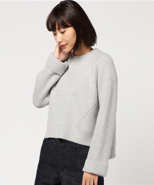 mystic（ミスティック）の「両畦クルーネックニット（ニット/セーター・レディース・ブラック/ピンク/グレー/ベージュ・ﾌﾘ-）」の3枚目の写真