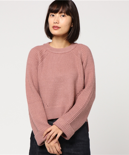 mystic（ミスティック）の「両畦クルーネックニット（ニット/セーター・レディース・ブラック/ピンク/グレー/ベージュ・ﾌﾘ-）」の4枚目の写真