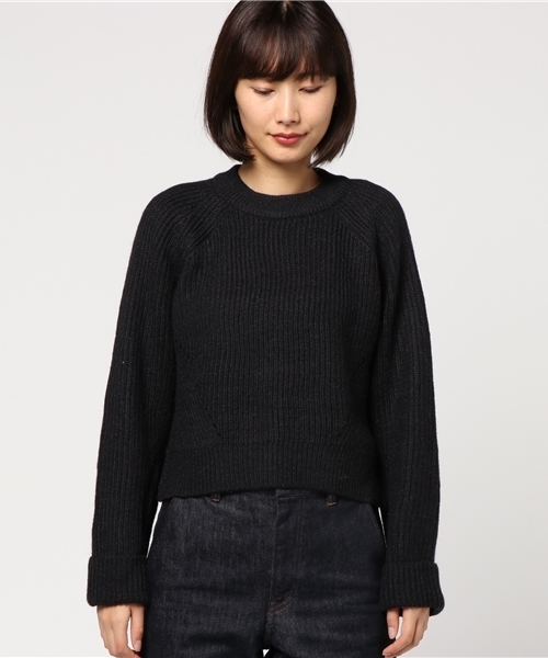 mystic（ミスティック）の「両畦クルーネックニット（ニット/セーター・レディース・ブラック/ピンク/グレー/ベージュ・ﾌﾘ-）」の5枚目の写真