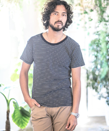 mt3987-Fraise Stitch U-Neck Short Sleeve Tシャツ