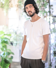 mt3987-Fraise Stitch U-Neck Short Sleeve Tシャツ