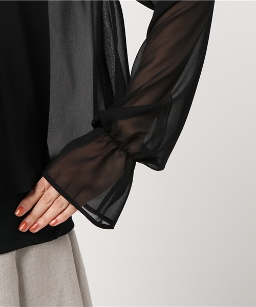 Colour By  Numbers（カラーバイナンバーズ）の「【Colour By Numbers】WOMENS フレアスリーブレイヤードブラウス（シャツ/ブラウス・レディース・ピンク/ブラック・FREE）」の7枚目の写真