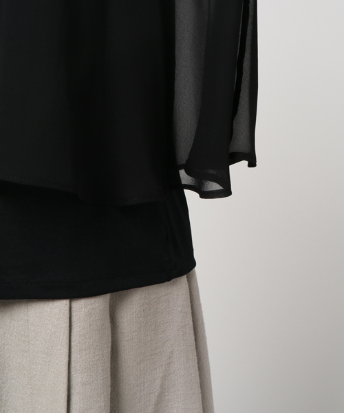 Colour By  Numbers（カラーバイナンバーズ）の「【Colour By Numbers】WOMENS フレアスリーブレイヤードブラウス（シャツ/ブラウス・レディース・ピンク/ブラック・FREE）」の8枚目の写真