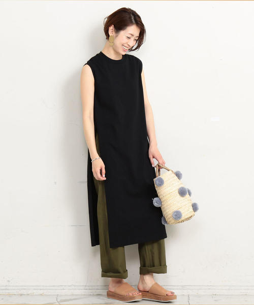 BEAUTY&YOUTH UNITED ARROWS（ビューティーアンドユースユナイテッドアローズ）の「BY∴ コットンスリットノースリーブワンピース о（ワンピース・レディース・ブラック/ホワイト/ベージュ・FREE）」の2枚目の写真