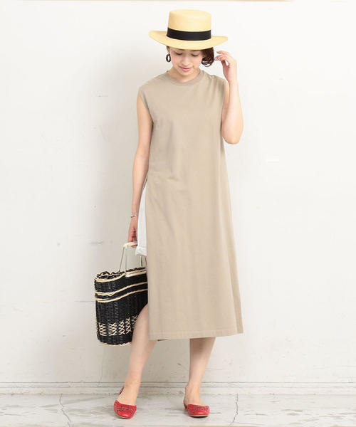 BEAUTY&YOUTH UNITED ARROWS（ビューティーアンドユースユナイテッドアローズ）の「BY∴ コットンスリットノースリーブワンピース о（ワンピース・レディース・ブラック/ホワイト/ベージュ・FREE）」の6枚目の写真