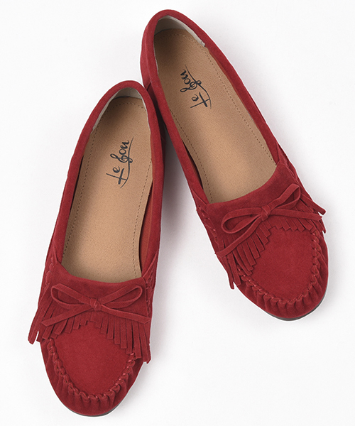 LUGG NAGG（ラグナグ）の「【Le son/ル ソン】スエード リボン モカシン（モカシン/デッキシューズ・レディース・ブラック/レッド/イエロー/モカ/グレー/ライトブラウン・22.5cm/23.5cm/24.5cm）」の6枚目の写真