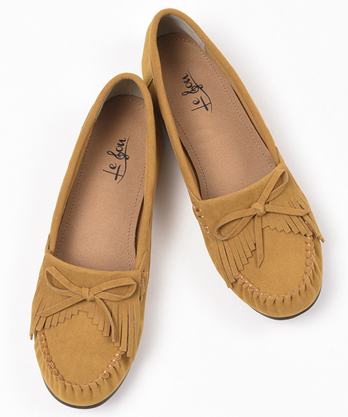 LUGG NAGG（ラグナグ）の「【Le son/ル ソン】スエード リボン モカシン（モカシン/デッキシューズ・レディース・ブラック/レッド/イエロー/モカ/グレー/ライトブラウン・22.5cm/23.5cm/24.5cm）」の5枚目の写真