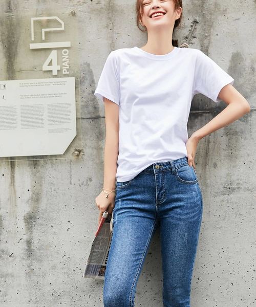 SAISON DE PAPILLON（セゾンドパピヨン）の「裾切りっぱなしアンクル丈スキニーデニム（その他パンツ・レディース・ブルー・S/M/L/XL）」の16枚目の写真