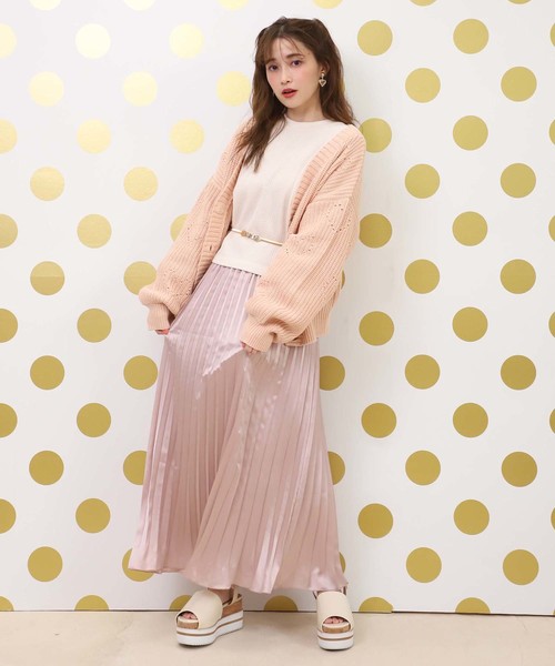 one after another NICE CLAUP（ワンアフターアナザーナイスクラップ）の「ハート柄アイレットカーディガン（カーディガン/ボレロ・レディース・オレンジ/アイボリー/グリーン系その他/ライトベージュ・FREE）」の15枚目の写真