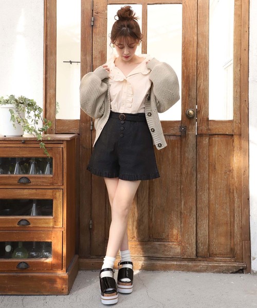 one after another NICE CLAUP（ワンアフターアナザーナイスクラップ）の「ハート柄アイレットカーディガン（カーディガン/ボレロ・レディース・オレンジ/アイボリー/グリーン系その他/ライトベージュ・FREE）」の9枚目の写真