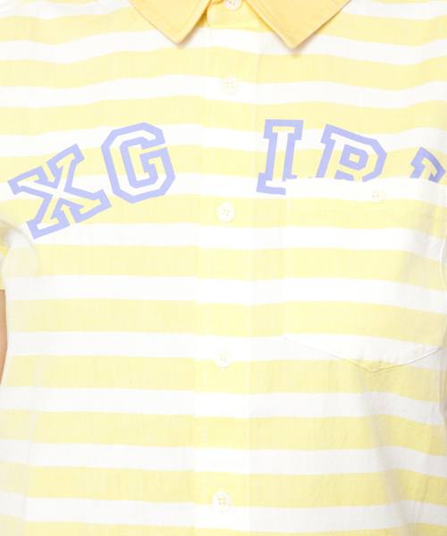 X-girl（エックスガール）の「BI-COLOR S/S SHIRT（シャツ/ブラウス・レディース・ブラック/レッド/イエロー/ネイビー・1/2）」の11枚目の写真