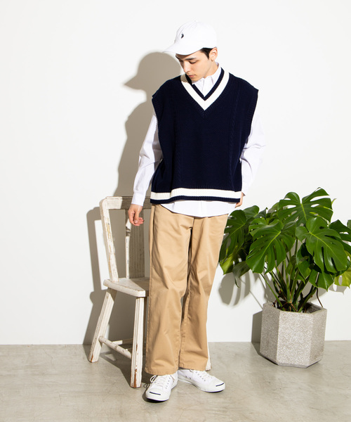 WEGO(ウィゴー)の「WEGO/ラインリブチルデンニットベスト(ベスト・メンズ・ホワイト/ブラック/ベージュ/ネイビー・MEDIUM/LARGE)」の15枚目の写真