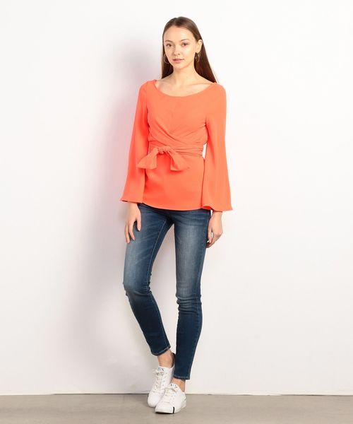 ARMANI EXCHANGE（アルマーニエクスチェンジ）の「【A|Xアルマーニ エクスチェンジ】クロスデザイン　ブラウス（シャツ/ブラウス・レディース・オレンジ/ホワイト・SMALL/MEDIUM/X-SMALL）」の5枚目の写真