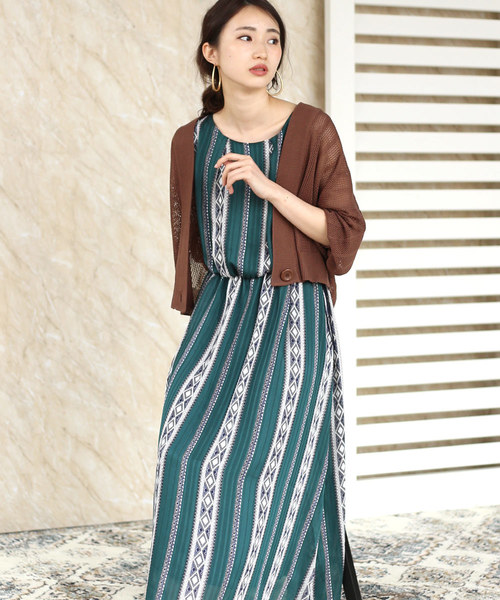 Bou Jeloud（ブージュルード）の「◆リゾートに◆エスニックロングワンピース（ワンピース・レディース・グリーン/ブラウン/ブラック・38）」の3枚目の写真