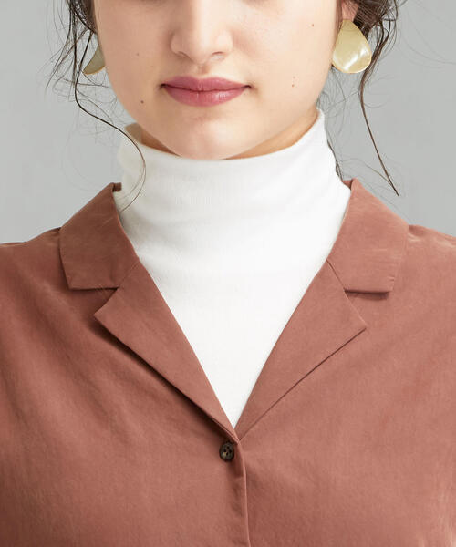 green label relaxing（グリーンレーベルリラクシング）の「FM オープンカラー シャツ ワンピース（シャツワンピース・レディース・ベージュ/ネイビー/ブラウン・FREE）」の13枚目の写真