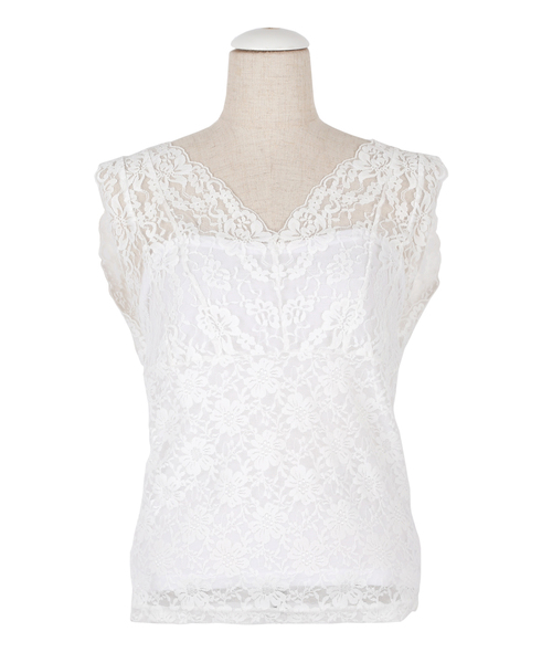 PUNYUS（プニュズ）の「レースキャミソール（タンクトップ・レディース・ホワイト/ブラック・1/2/4/3）」の3枚目の写真