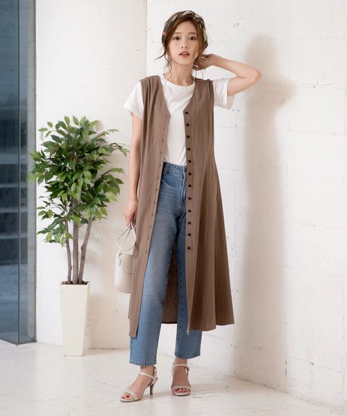 KOBE LETTUCE（コウベレタス）の「フロントボタン2WAYリネン調ガウンワンピース【セットアップOK】（ワンピース・レディース・ベージュ/カーキ/モカ/レッド系その他・FREE）」の15枚目の写真