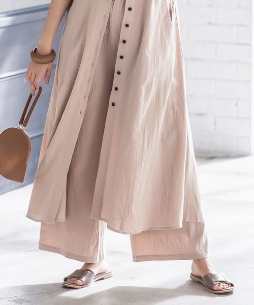 KOBE LETTUCE（コウベレタス）の「フロントボタン2WAYリネン調ガウンワンピース【セットアップOK】（ワンピース・レディース・ベージュ/カーキ/モカ/レッド系その他・FREE）」の8枚目の写真
