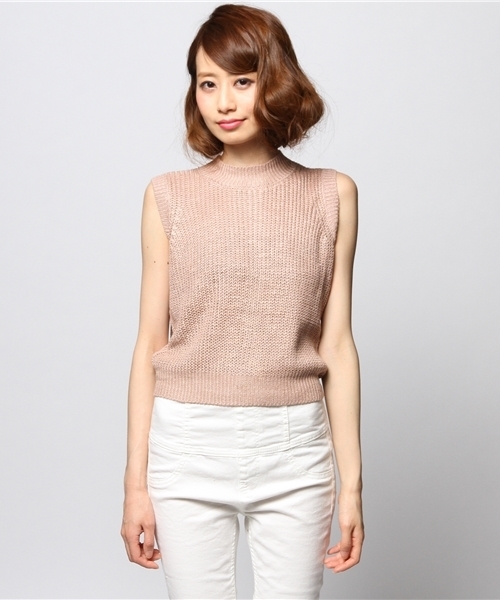 ROSE BUD(ローズバッド)の「LK-14139 HI-NECK CROPPED TANK(ニット/セーター・レディース・ホワイト/ピンクベージュ/ネイビー/ブラック・ONE SIZE)」の8枚目の写真