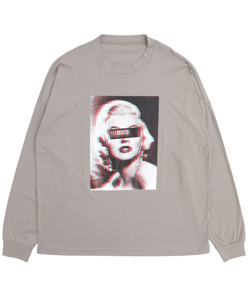 STUDIOUS（ステュディオス）の「【STUDIOUS】マリリンモンローロングスリーブTシャツ（Tシャツ/カットソー・メンズ・ホワイト/ブラック/ベージュ・1/2）」の3枚目の写真