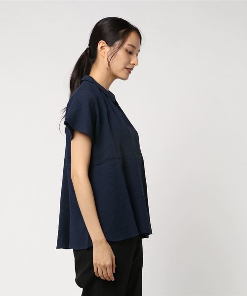 MashuKashu（マシュカシュ）の「後ろ開きブラウス（シャツ/ブラウス・レディース・ネイビー/オフホワイト/グリーン・フリー）」の4枚目の写真
