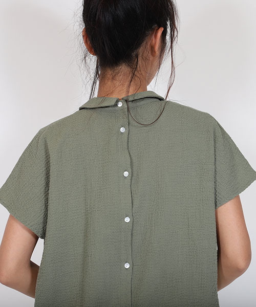 MashuKashu（マシュカシュ）の「後ろ開きブラウス（シャツ/ブラウス・レディース・ネイビー/オフホワイト/グリーン・フリー）」の10枚目の写真