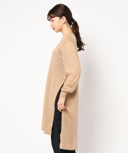 KOBE LETTUCE（コウベレタス）の「サイドスリットシアーニットトップス（ニット/セーター・レディース・ブラック/ベージュ/ブラウン/レッド・FREE）」の5枚目の写真