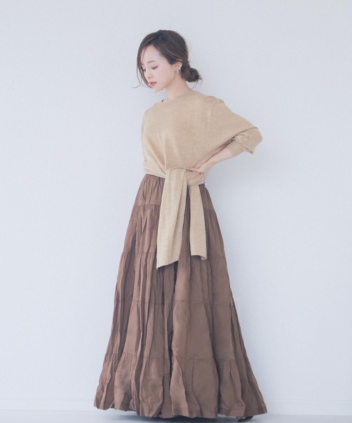 KOBE LETTUCE（コウベレタス）の「サイドスリットシアーニットトップス（ニット/セーター・レディース・ブラック/ベージュ/ブラウン/レッド・FREE）」の21枚目の写真