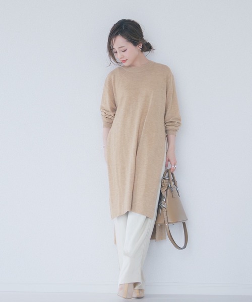 KOBE LETTUCE（コウベレタス）の「サイドスリットシアーニットトップス（ニット/セーター・レディース・ブラック/ベージュ/ブラウン/レッド・FREE）」の22枚目の写真