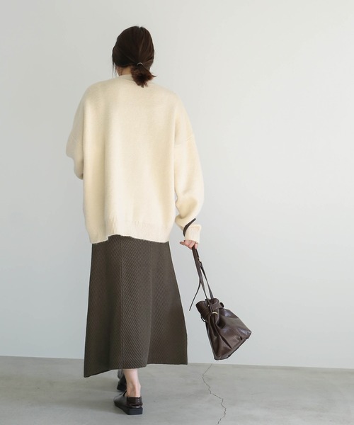 select MOCA（セレクトモカ）の「ニュアンスリブ編フレアニットスカート（スカート・レディース・ブラウン/ブラック・FREE）」の9枚目の写真
