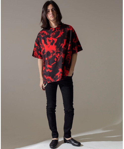 NO ID.（ノーアイディ）の「【NO ID.】All Over Pattern Big T-Shirt / 総柄 ビッグ Tシャツ（Tシャツ/カットソー・メンズ・ホワイト/オレンジ/レッド・ONE SIZE）」の3枚目の写真