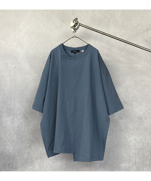 Beno(ビーノ)の「USAコットン 天竺 / アシンメトリー リメイク オーバーサイズ Tシャツ(Tシャツ/カットソー・メンズ・ホワイト/パープル/ブラック/ベージュ/ダークブルー/ブルーグリーン・L/M)」の4枚目の写真