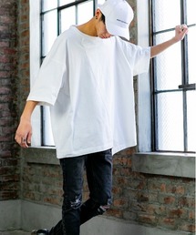 Beno | USAコットン 天竺 / アシンメトリー リメイク オーバーサイズ Tシャツ(半袖)(Tシャツ/カットソー)