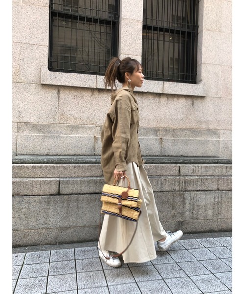 ulu（ウル）の「Original cotton flare long skirt（スカート・レディース・ホワイト/ブラック/サンドベージュ・FREE）」の6枚目の写真