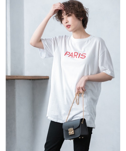 fifth(フィフス)の「PARISロゴオーバーサイズTシャツ(Tシャツ/カットソー・レディース・ブラック/ホワイト/グレー・MEDIUM)」の2枚目の写真