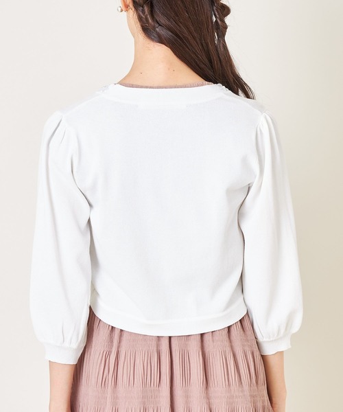 tocco closet(トッコ クローゼット)の「フラワーパールビジュー装飾七分袖ボレロ(カーディガン/ボレロ・レディース・ホワイト/ブラック/グレー・M)」の17枚目の写真