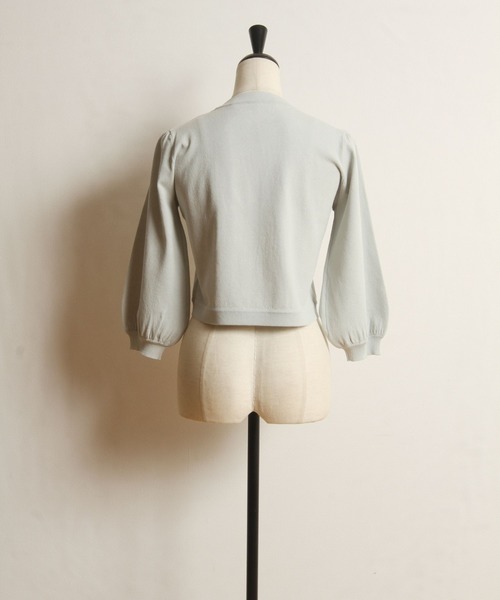 tocco closet(トッコ クローゼット)の「フラワーパールビジュー装飾七分袖ボレロ(カーディガン/ボレロ・レディース・ホワイト/ブラック/グレー・M)」の9枚目の写真