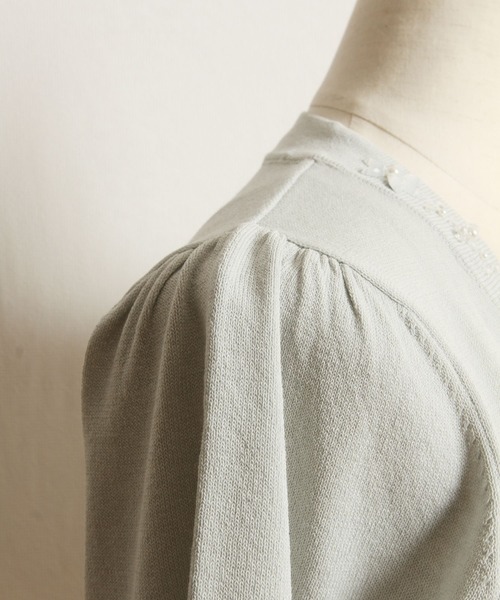 tocco closet(トッコ クローゼット)の「フラワーパールビジュー装飾七分袖ボレロ(カーディガン/ボレロ・レディース・ホワイト/ブラック/グレー・M)」の11枚目の写真