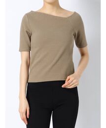 アシンメトリーカットリブトップ